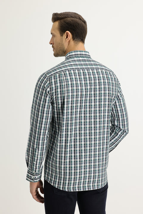 Koyu Yeşil Uzun Kol Regular Fit Ekose Gömlek