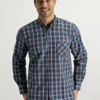 Petrol Yeşili Uzun Kol Regular Fit Ekose Pamuklu Gömlek