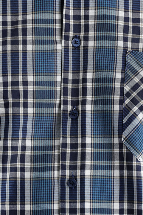 Petrol Green Long Sleeve Regular Fit Plaid Cotton Shirt