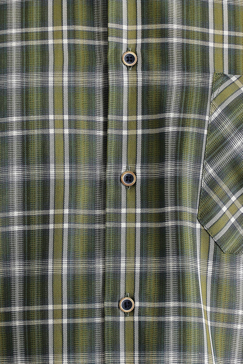 Orta Haki Uzun Kol Regular Fit Ekose Gömlek