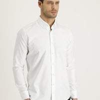 Beyaz Uzun Kol Slim Fit Dar Kesim Oxford Pamuk Gömlek