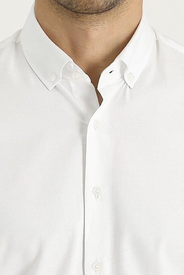  Beyaz Uzun Kol Slim Fit Dar Kesim Oxford Pamuk Gömlek