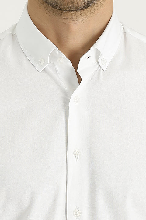 Beyaz Uzun Kol Slim Fit Dar Kesim Oxford Pamuk Gömlek