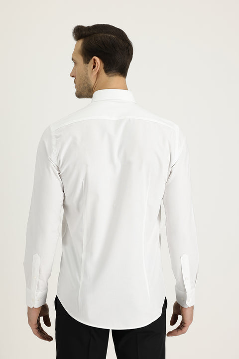 Beyaz Uzun Kol Slim Fit Dar Kesim Oxford Pamuk Gömlek