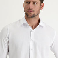 Beyaz Uzun Kol Slim Fit Dar Kesim Manşetli Pamuklu Kolay Ütülenebilir Gömlek