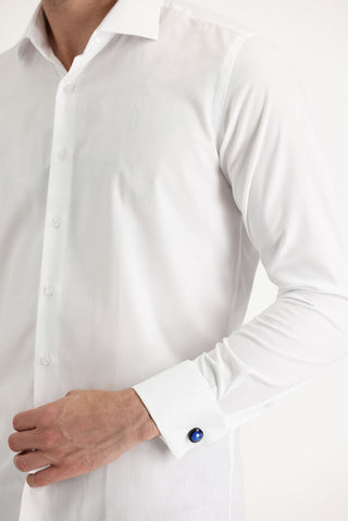  Beyaz Uzun Kol Slim Fit Dar Kesim Man?etli Pamuklu Gömlek-Ki??l?