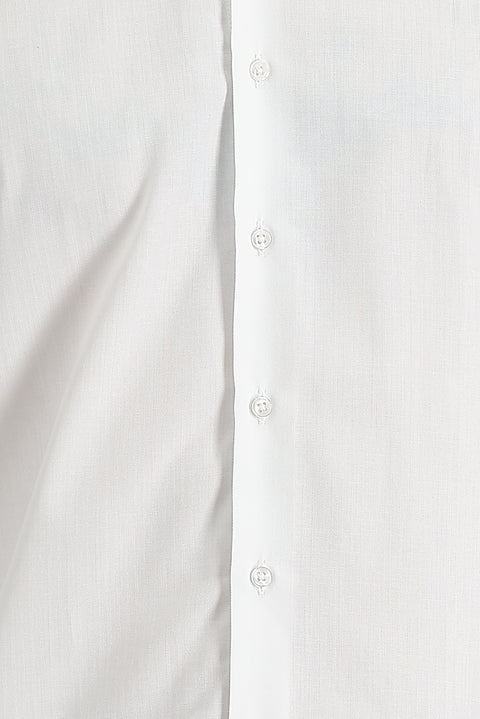 Beyaz Uzun Kol Slim Fit Dar Kesim Manşetli Pamuklu Gömlek