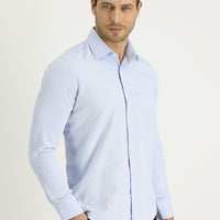 Uçuk Mavi Uzun Kol Slim Fit Dar Kesim Klasik Desenli Pamuklu Kolay Ütülenebilir Gömlek