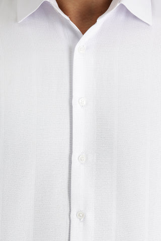  Beyaz Uzun Kol Slim Fit Dar Kesim Çizgili Pamuklu Kolay Ütülenebilir Gömlek