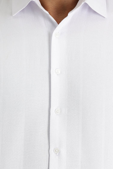  Beyaz Uzun Kol Slim Fit Dar Kesim Çizgili Pamuklu Kolay Ütülenebilir Gömlek