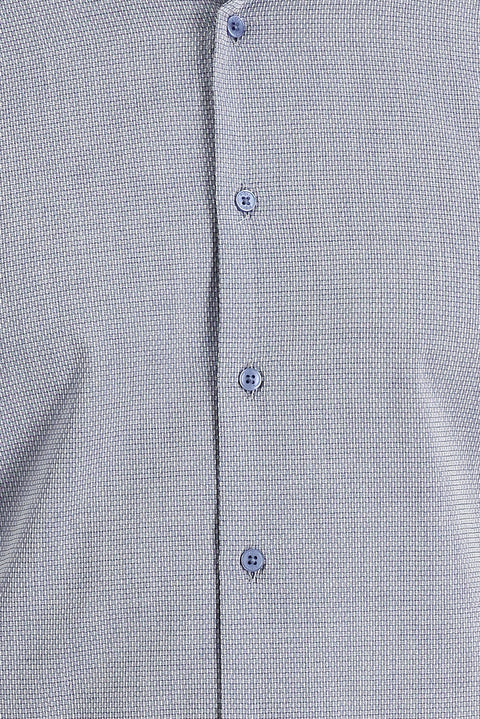 Orta Lacivert Uzun Kol Slim Fit Dar Kesim Klasik Desenli Pamuk Gömlek