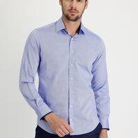 Gök Mavisi Techno-Line Gümüş İyonlu Slim Fit Dar Kesim Desenli Pamuk Gömlek