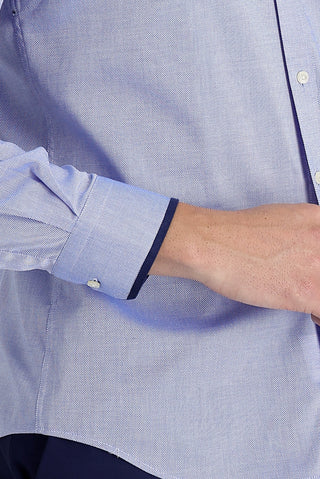  Gök Mavisi Techno-Line Gümüş İyonlu Slim Fit Dar Kesim Desenli Pamuk Gömlek