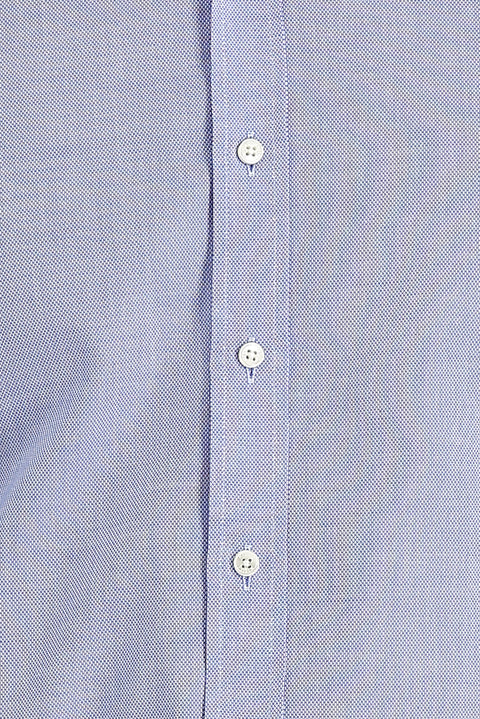 Gök Mavisi Techno-Line Gümüş İyonlu Slim Fit Dar Kesim Desenli Pamuk Gömlek