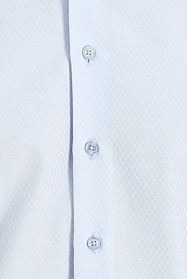 Uçuk Mavi Uzun Kol Slim Fit Dar Kesim Klasik Desenli Pamuklu Kolay Ütülenebilir Gömlek