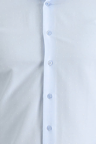  Uçuk Mavi Uzun Kol Slim Fit Dar Kesim Klasik Desenli Pamuklu Kolay Ütülenebilir Gömlek