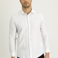 Beyaz Uzun Kol Slim Fit Dar Kesim Klasik Desenli Pamuklu Kolay Ütülenebilir Gömlek