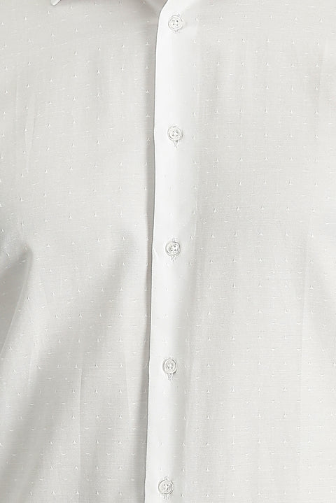 Beyaz Uzun Kol Slim Fit Dar Kesim Klasik Desenli Pamuklu Kolay Ütülenebilir Gömlek