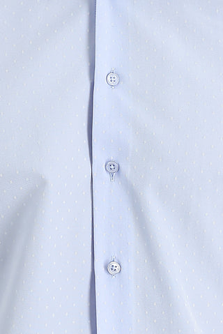  Uçuk Mavi Uzun Kol Slim Fit Dar Kesim Klasik Desenli Pamuklu Kolay Ütülenebilir Gömlek-Ki??l?
