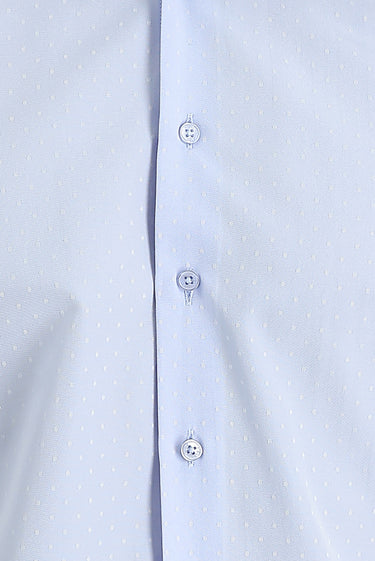  Uçuk Mavi Uzun Kol Slim Fit Dar Kesim Klasik Desenli Pamuklu Kolay Ütülenebilir Gömlek