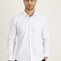 Beyaz Uzun Kol Slim Fit Dar Kesim Klasik Desenli Pamuklu Kolay Ütülenebilir Gömlek