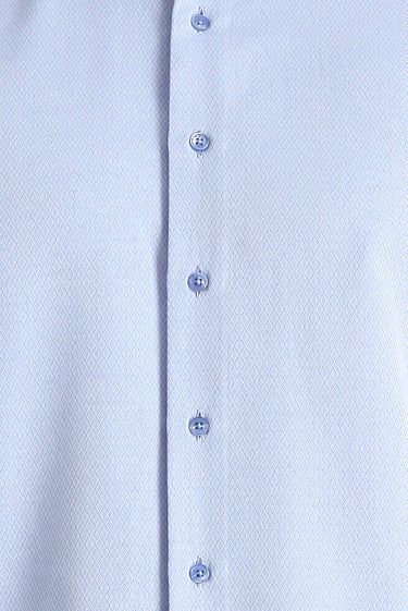 Açık Mavi Uzun Kol Slim Fit Dar Kesim Klasik Desenli Pamuklu Kolay Ütülenebilir Gömlek