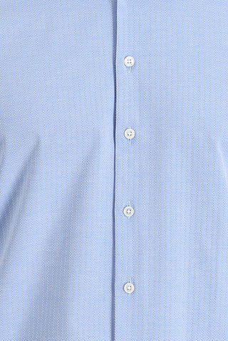  Açık Mavi Uzun Kol Slim Fit Dar Kesim Klasik Desenli Pamuklu Kolay Ütülenebilir Gömlek