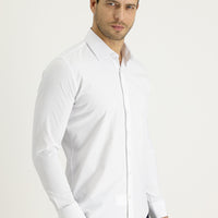 Beyaz Uzun Kol Slim Fit Dar Kesim Klasik Desenli Pamuklu Kolay Ütülenebilir Gömlek