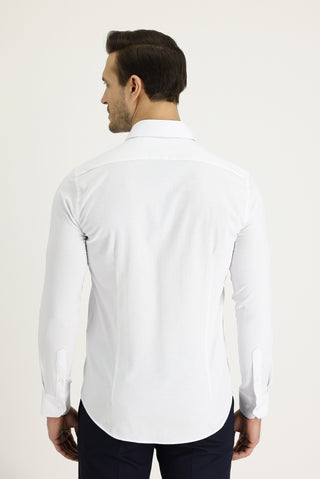  Beyaz Uzun Kol Slim Fit Dar Kesim Klasik Desenli Pamuklu Kolay Ütülenebilir Gömlek