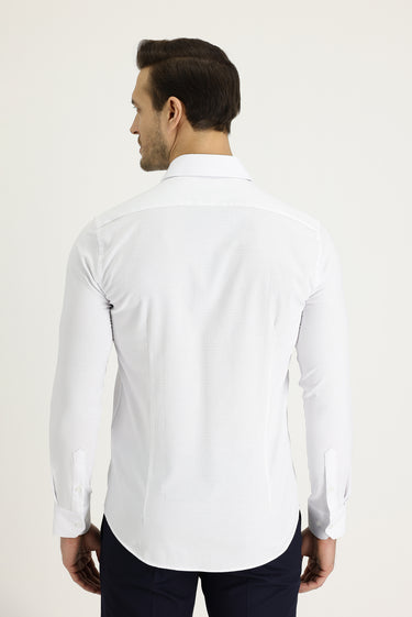  Beyaz Uzun Kol Slim Fit Dar Kesim Klasik Desenli Pamuklu Kolay Ütülenebilir Gömlek