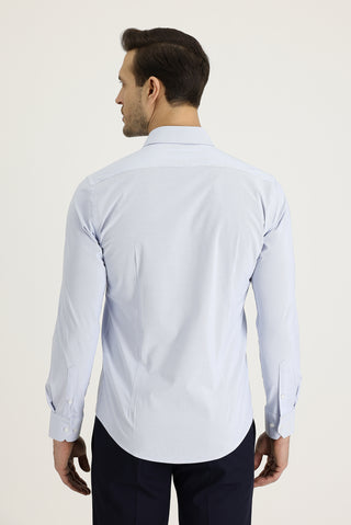  Koyu Mavi  Uzun Kol Slim Fit Dar Kesim Klasik Desenli Pamuklu Kolay Ütülenebilir Gömlek