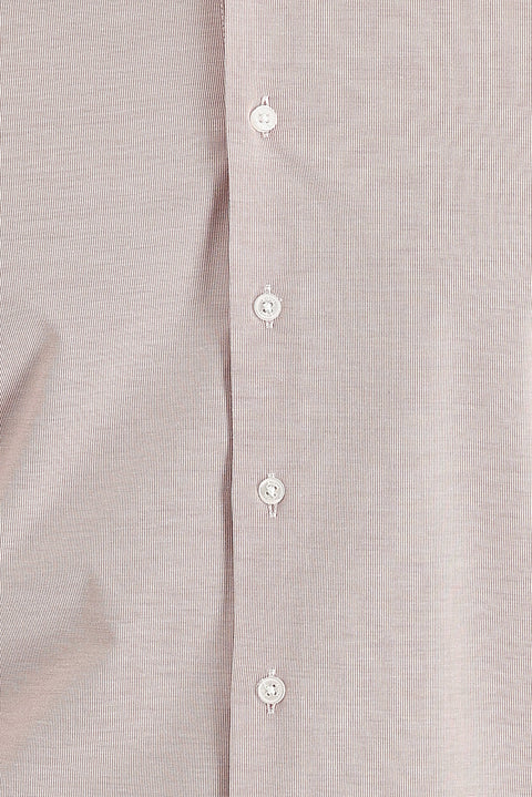 Açık Kırmızı Uzun Kol Slim Fit Dar Kesim Klasik Desenli Pamuklu Kolay Ütülenebilir Gömlek