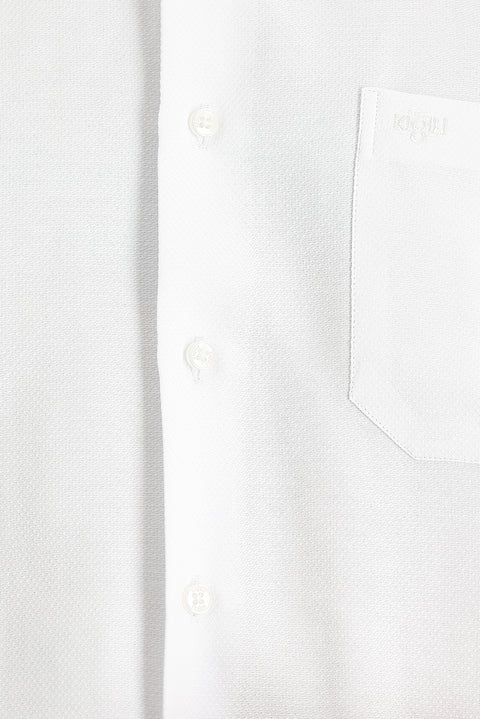 White Long-Sleeve Classic Patterned Cotton Easy-Iron Shirt