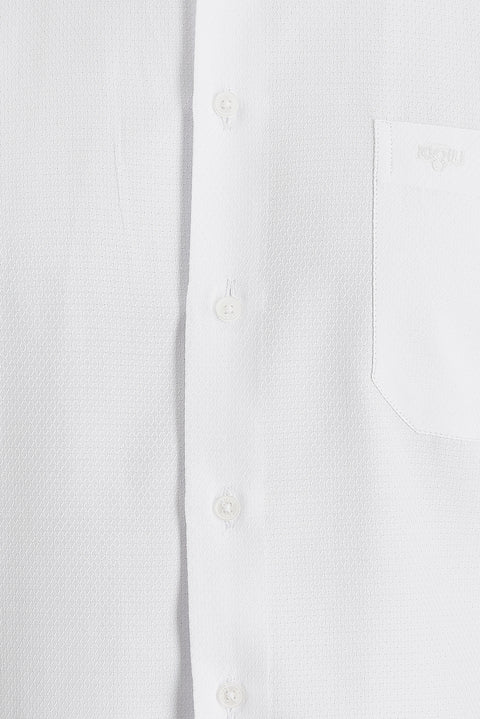 Beyaz Uzun Kol Klasik Desenli Pamuklu Kolay Ütülenebilir Gömlek