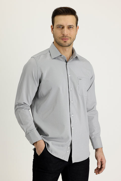 Siyah Uzun Kol Klasik Desenli Pamuklu Kolay Ütülenebilir Gömlek