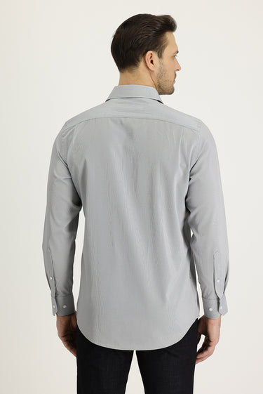 Siyah Uzun Kol Klasik Desenli Pamuklu Kolay Ütülenebilir Gömlek