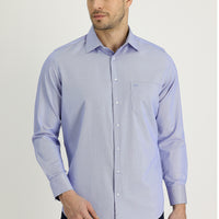 Orta Lacivert Uzun Kol Klasik Desenli Pamuklu Kolay Ütülenebilir Gömlek