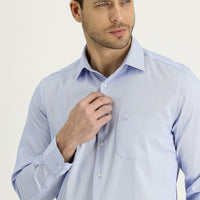 Uçuk Mavi Uzun Kol Klasik Desenli Pamuklu Kolay Ütülenebilir Gömlek