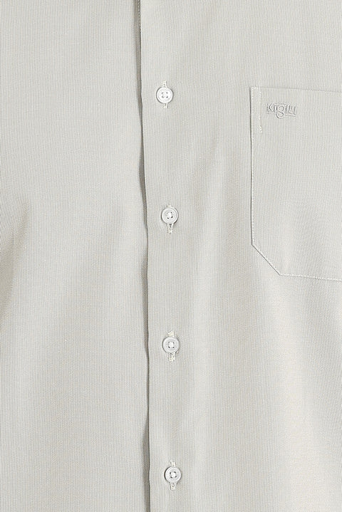 Açık Bej Uzun Kol Klasik Desenli Pamuklu Kolay Ütülenebilir Gömlek