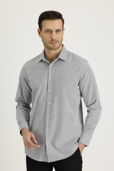 Black Long-Sleeve Classic Striped Cotton Easy-Iron Shirt