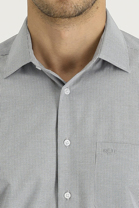 Black Long-Sleeve Classic Striped Cotton Easy-Iron Shirt