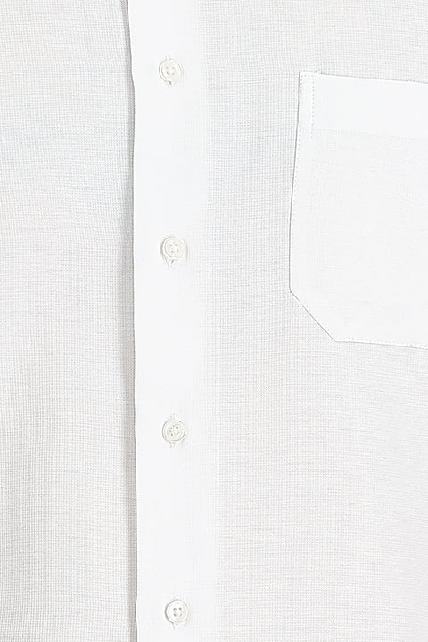 Beyaz Uzun Kol Klasik Desenli Pamuklu Gömlek