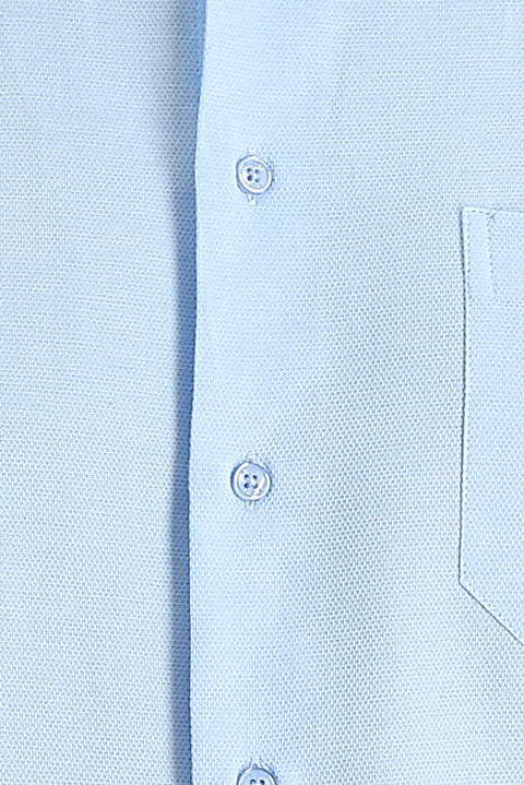 Uçuk Mavi Uzun Kol Klasik Desenli Pamuklu Gömlek