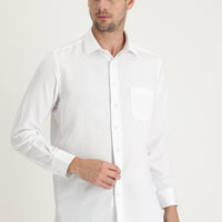 Beyaz Uzun Kol Klasik Desenli Gömlek