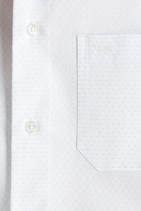 Kırık Beyaz Uzun Kol Klasik Desenli Pamuklu Gömlek