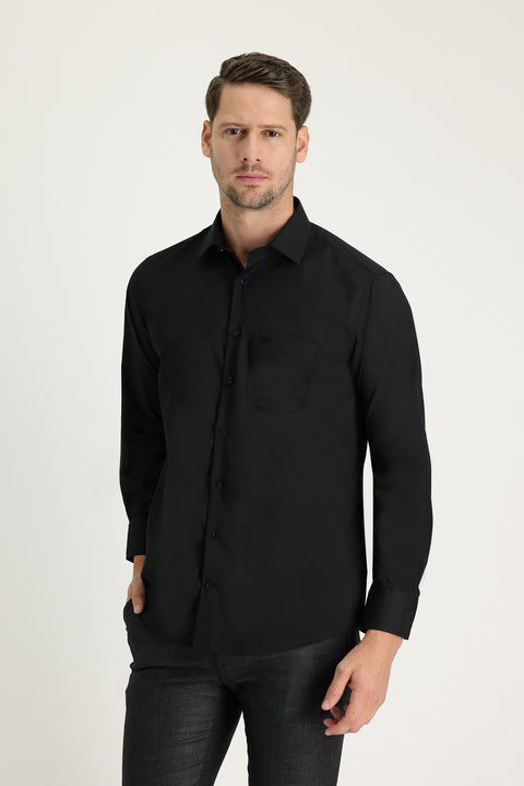 Siyah Uzun Kol Klasik Gömlek