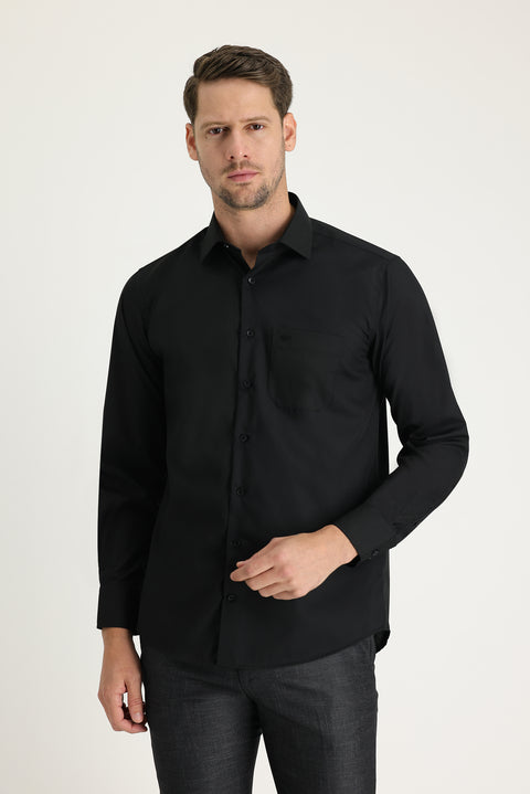 Siyah Uzun Kol Klasik Gömlek