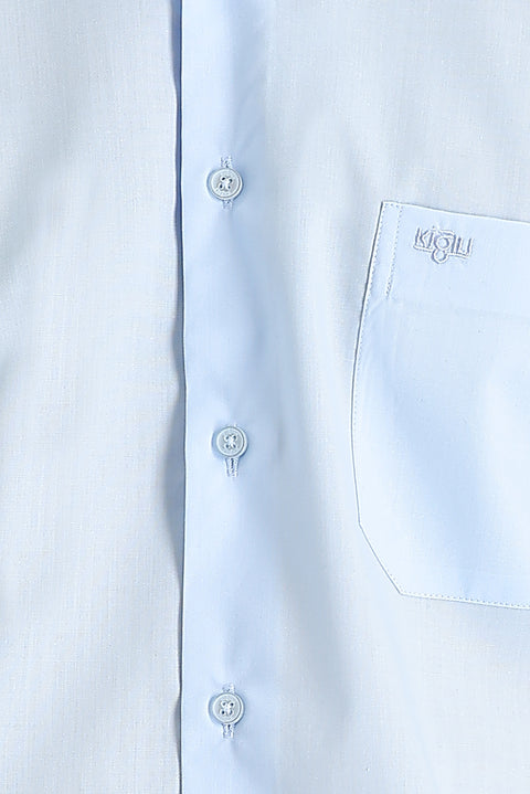 Uçuk Mavi Uzun Kol Klasik Pamuklu Gömlek