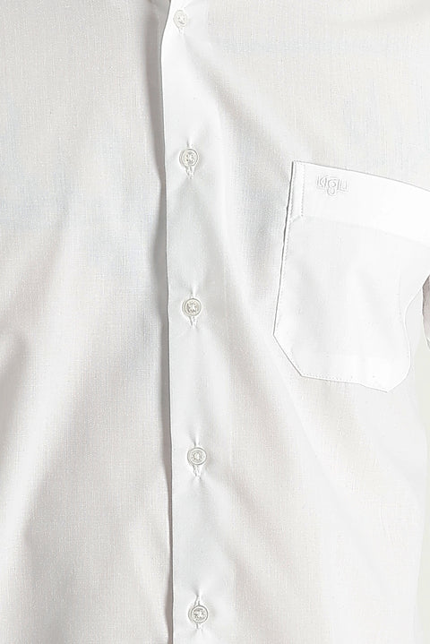 Beyaz Uzun Kol Klasik Pamuklu Gömlek