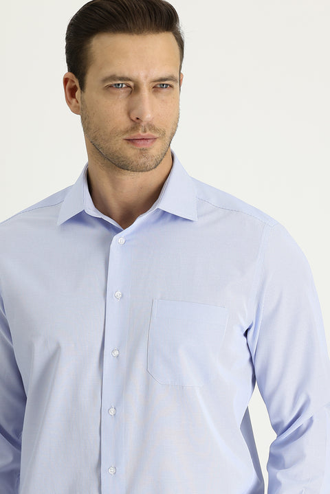 Mavi Uzun Kol Regular Fit Çizgili Pamuklu Gömlek